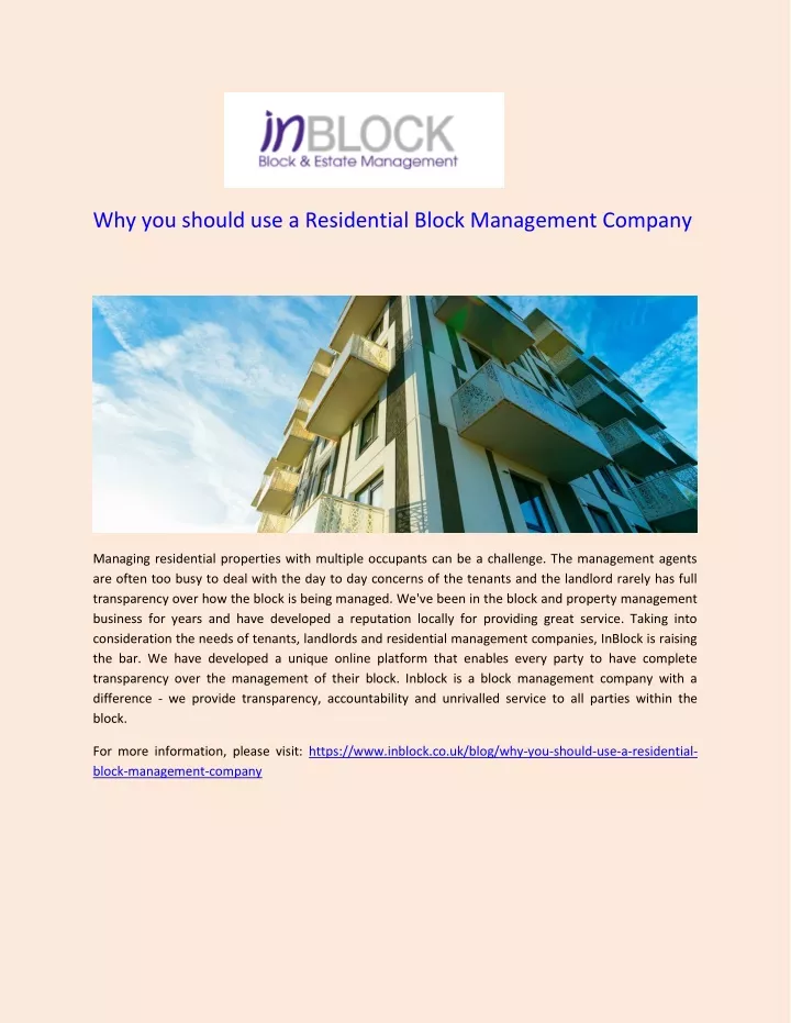 why you should use a residential block management