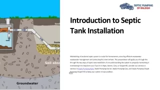 Introduction to Septic Tank Installation