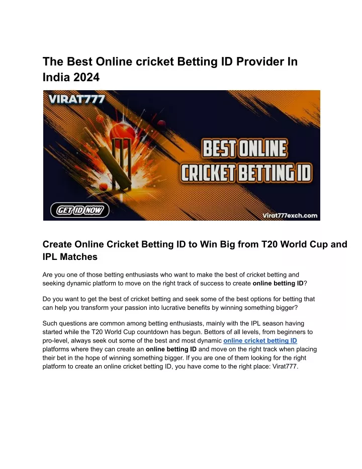 the best online cricket betting id provider