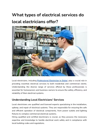 What types of electrical services do local electricians offer