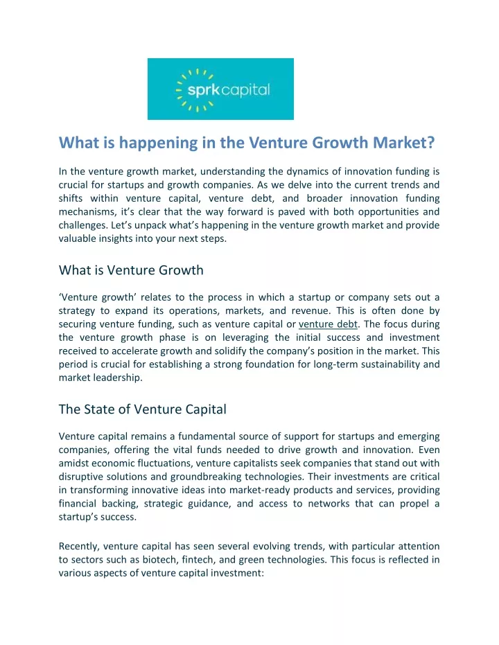 what is happening in the venture growth market