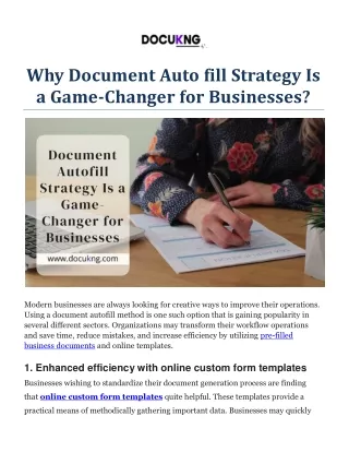 Why Document Auto fill Strategy Is a Game-Changer for Businesses