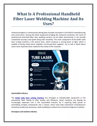 What Is A Professional Handheld Fiber Laser Welding Machine And Its Uses