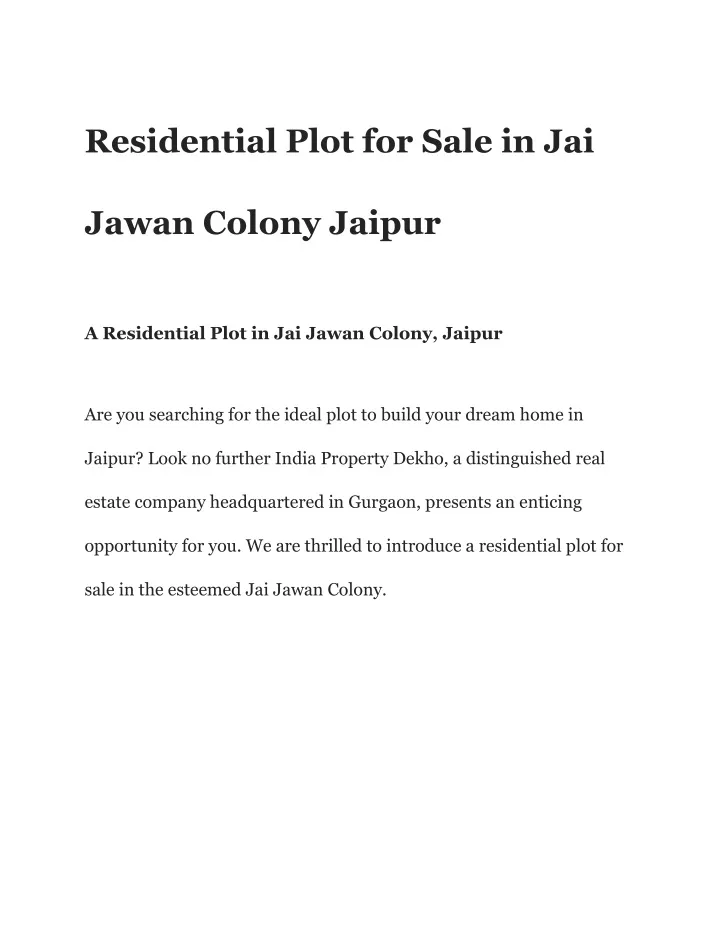 residential plot for sale in jai