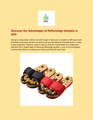 Discover the Advantages of Reflexology Sandals in USA