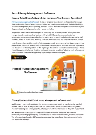 Petrol Pump Management Software - Petrosoft
