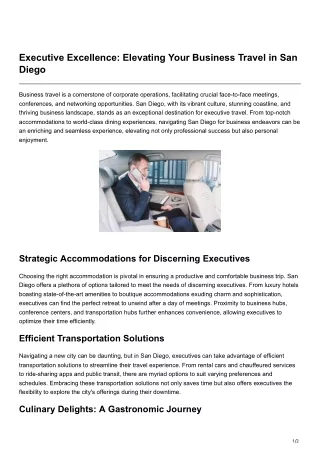 Executive Excellence Elevating Your Business Travel in San Diego