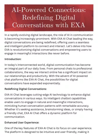 AI-Powered Connections: Redefining Digital Conversations with EXA