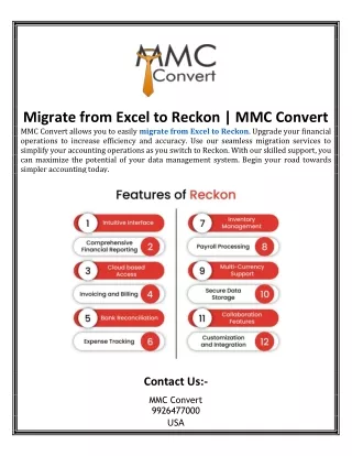 Migrate from Excel to Reckon  MMC Convert