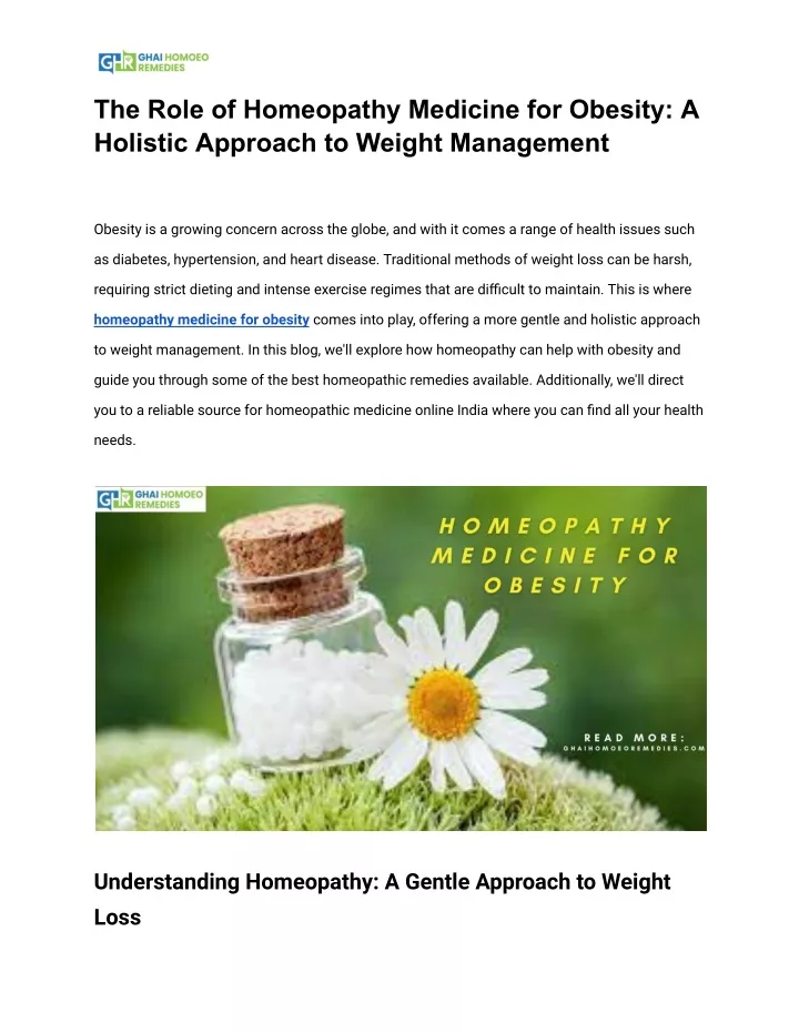 the role of homeopathy medicine for obesity