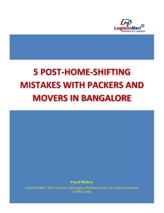 5 Post-Home-Shifting Mistakes With Packers And Movers In Bangalore