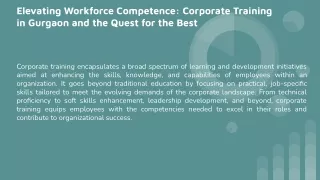 elevating workforce competence corporate training