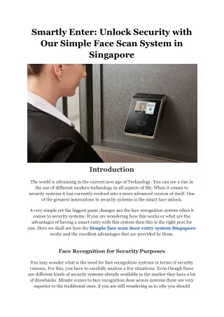 Smartly Enter: Unlock Security with Our Simple Face Scan System in Singapore Fac