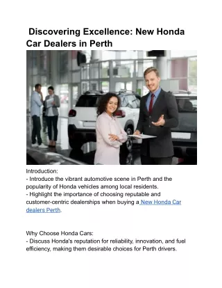 New Honda Car dealers Perth