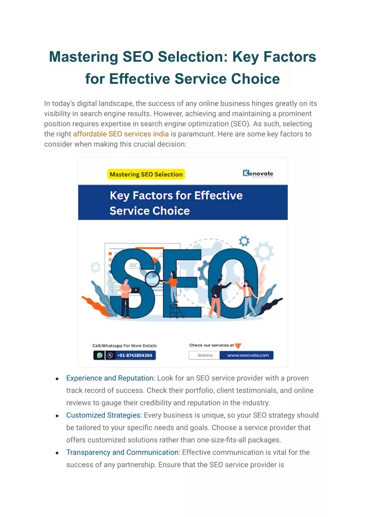 mastering seo selection key factors for effective