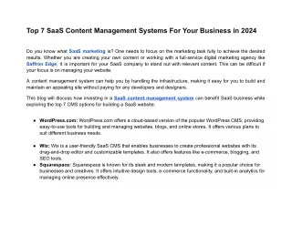 Top 7 SaaS Content Management Systems For Your Business in 2024