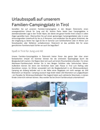 Familiencamping Österreich - Austria Parks