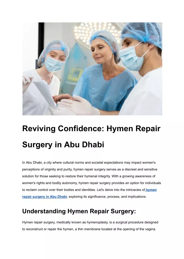 reviving confidence hymen repair