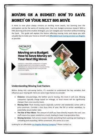 moving on a budget how to save moving on a budget