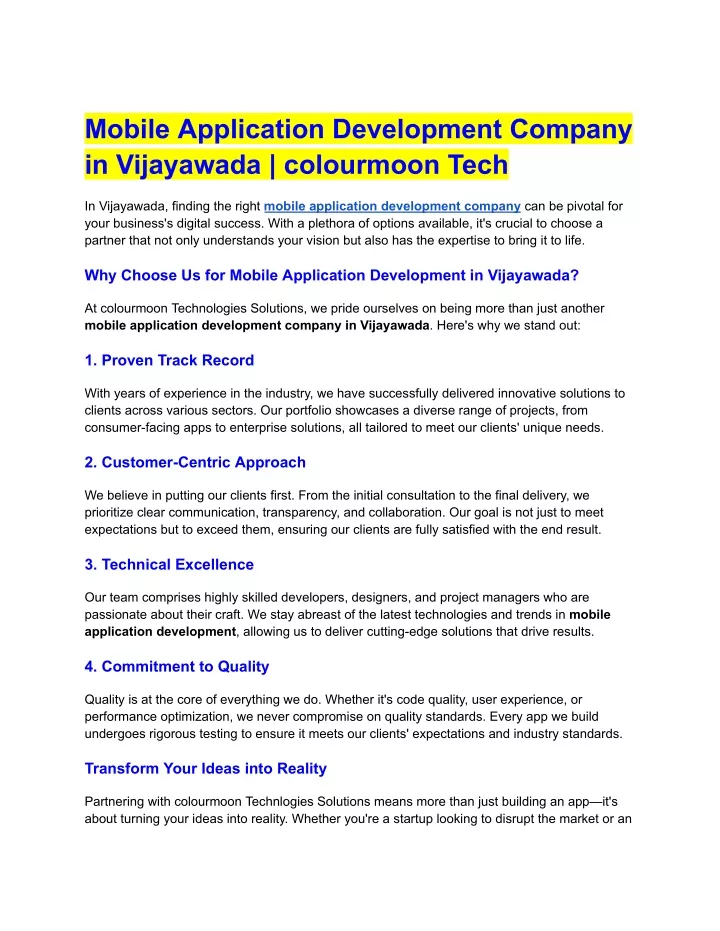 mobile application development company