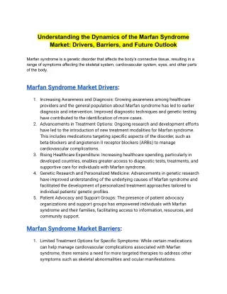 Marfan Syndrome Market