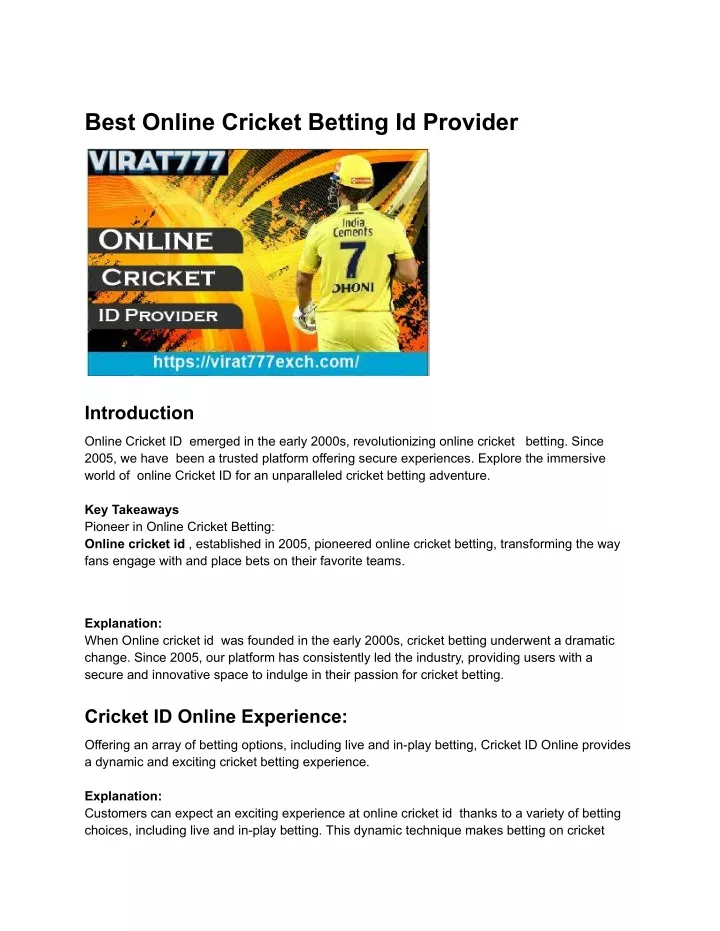 best online cricket betting id provider