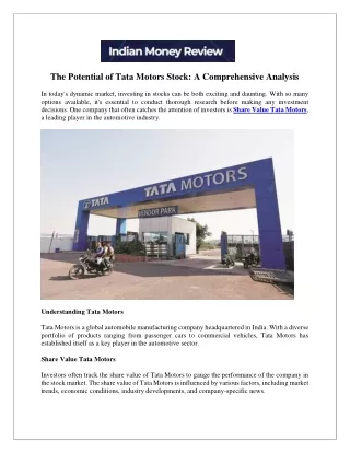 The Potential of Tata Motors Stock  A Comprehensive Analysis