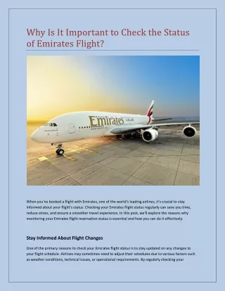 Why Is It Important to Check the Status of Emirates Flight?