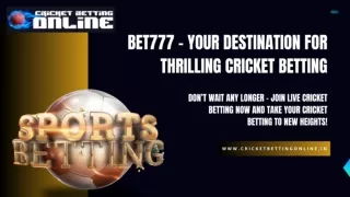 Bet777 - Your Destination for Thrilling Cricket Betting