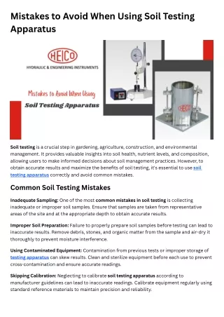 Mistakes to Avoid When Using Soil Testing Apparatus