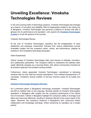 Unveiling Excellence_ Vmoksha Technologies Reviews