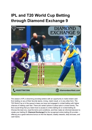 The most trusted online betting is Diamond Exchange 9