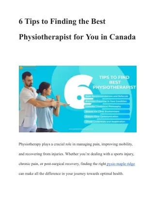 6 Tips to Finding the Best Physiotherapist for You in Canada