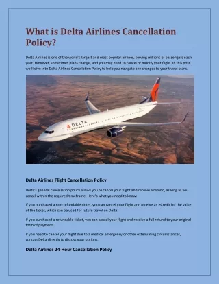 What is Delta Airlines Cancellation Policy?