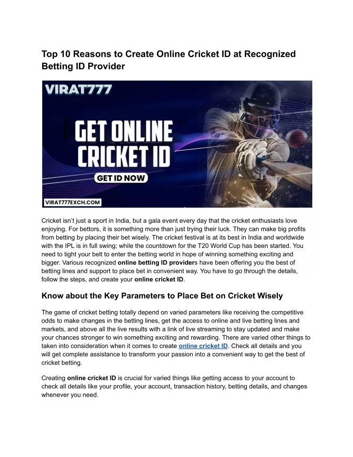 top 10 reasons to create online cricket