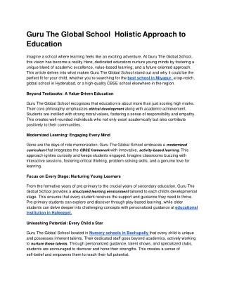 guru the global school holistic approach