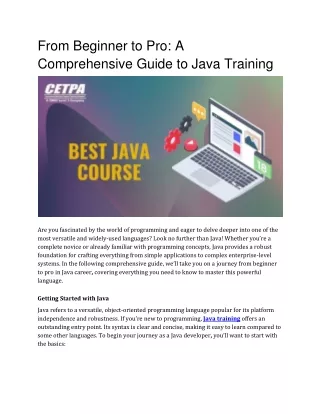 From Beginner to Pro A Comprehensive Guide to Java Training