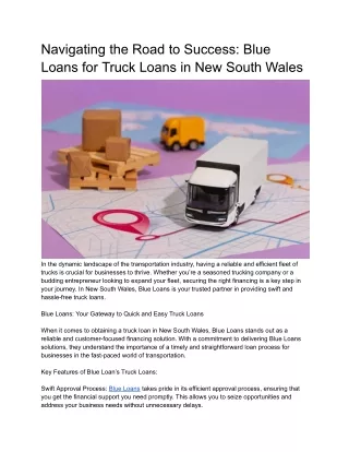 Commercial Vehicle Loans in Sydney