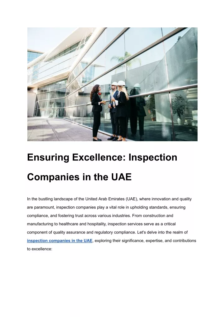 ensuring excellence inspection