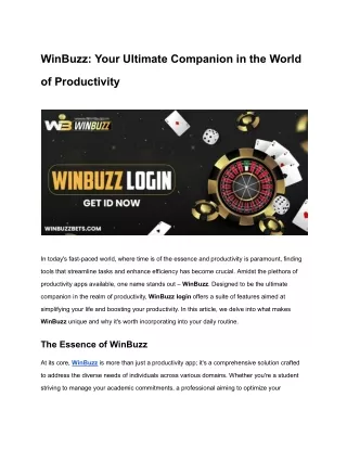 winbuzz - Bet securely with winbuzz login ID