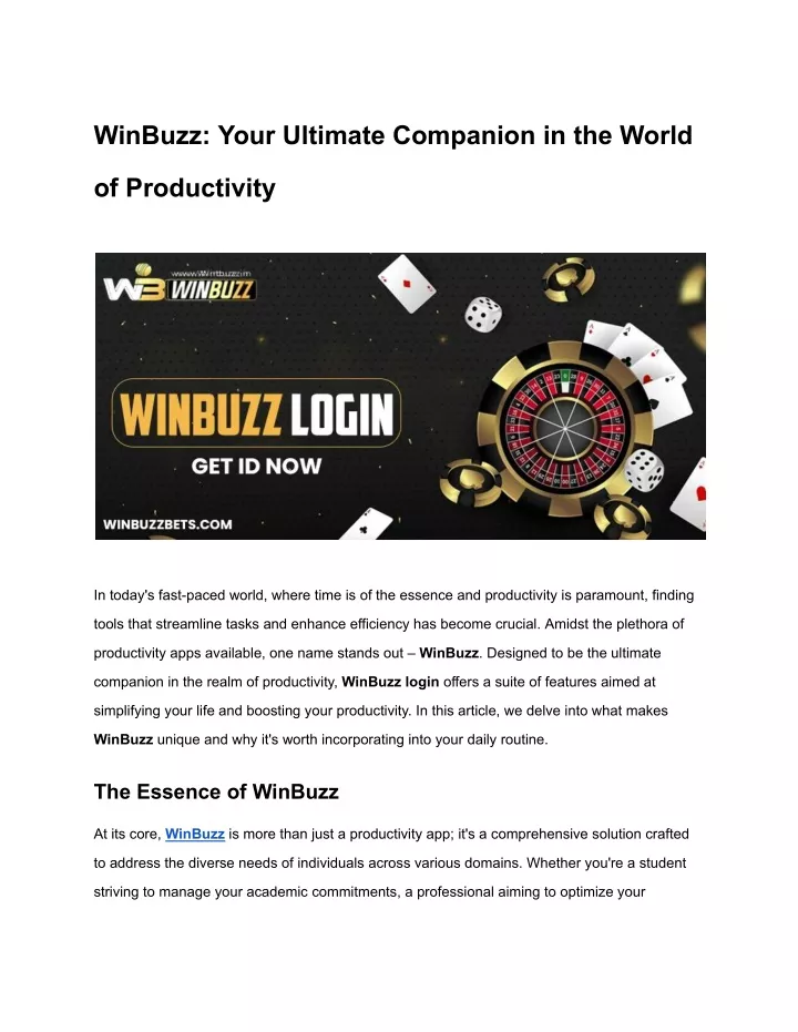 winbuzz your ultimate companion in the world