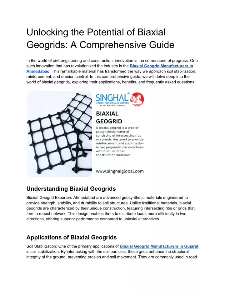 unlocking the potential of biaxial geogrids