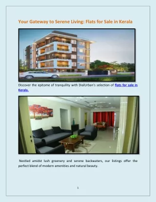 Your Gateway to Serene Living: Flats for Sale in Kerala