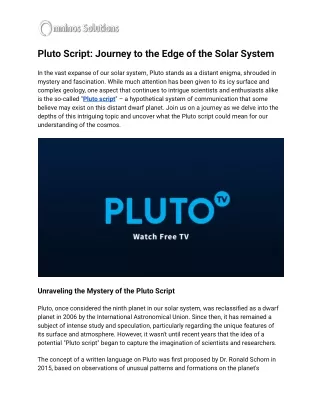 Pluto Script_ Journey to the Edge of the Solar System
