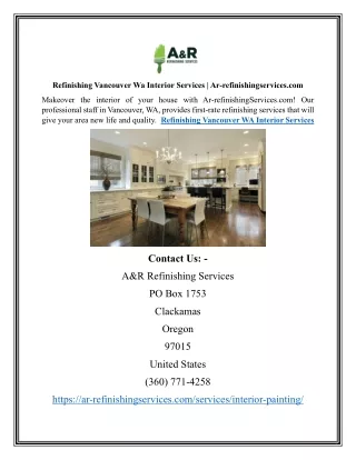 Refinishing Vancouver Wa Interior Services | Ar-refinishingservices.com