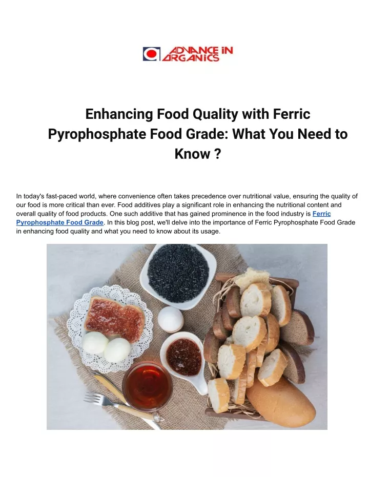 enhancing food quality with ferric pyrophosphate