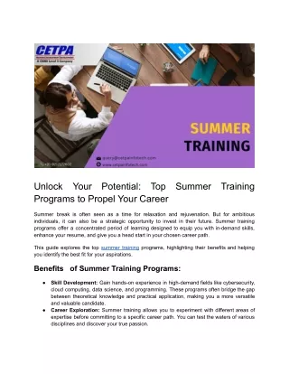 Unlock Your Potential_ Top Summer Training Programs to Propel Your Career - PDF