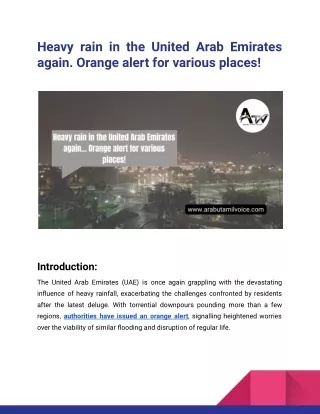 Heavy rain in the United Arab Emirates again. Orange alert for various places!_Arabutamilvoice