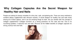 Why Collagen Capsules Are the Secret Weapon for Healthy Hair and Nails