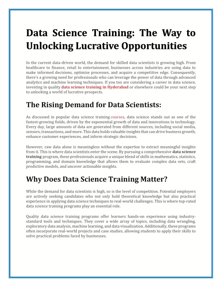 data science training the way to unlocking